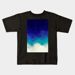 Blue watercolor starry sky background Kids T-Shirt